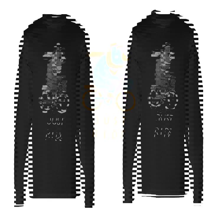 ジャストライド バイクティー。自転車用ティーの上のかわいい熊 長袖Tシャツ
