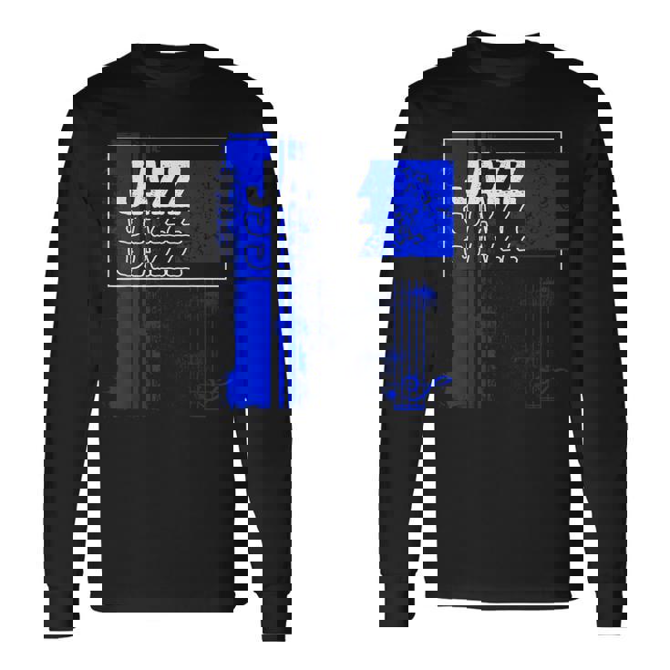 ジャズミュージシャンブルーシート ミュージックブルーノート 長袖Tシャツ ギフトのアイデア