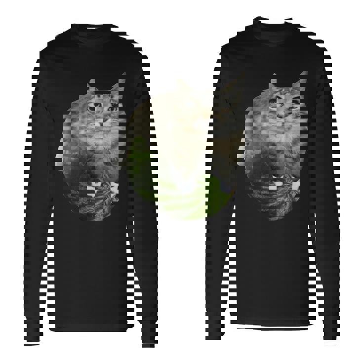 スイカ猫ミーム 長袖Tシャツ