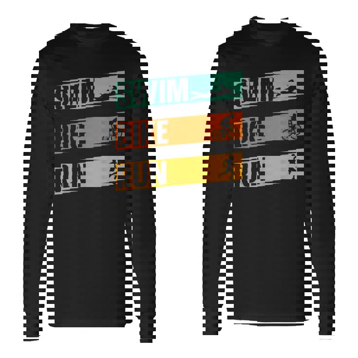 スイム・バイク・ラン トライアスロン選手 アスリート スポーツ トライアスロン 長袖Tシャツ