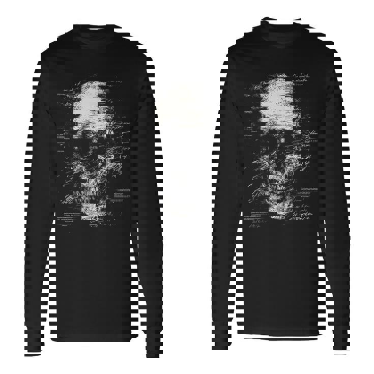 スカルアートグラフィックテキストモチーフドクロ 長袖Tシャツ