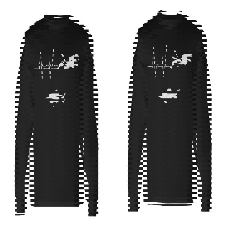 スキューバダイビングハートビート水中サメダイバー 長袖Tシャツ