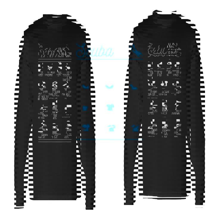 スキューバハンドシグナル チーム 面白いダイバーサイン ダイビングインストラクター 長袖Tシャツ