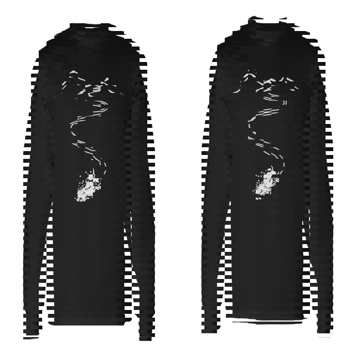 スキーやスキーツアー、スキーリフト用のスキーヤーフリーライダー。 長袖Tシャツ