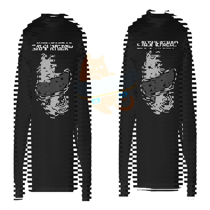 スケートボード猫sk8スケートボードで保存 長袖Tシャツ