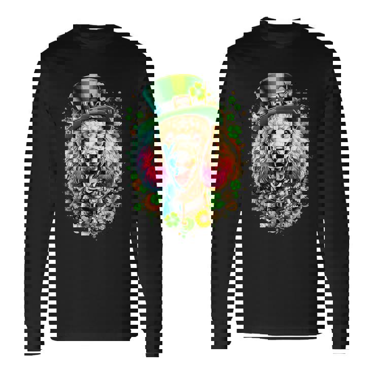 スタンダードプードル 犬 聖パトリックデー アートワーク 長袖Tシャツ