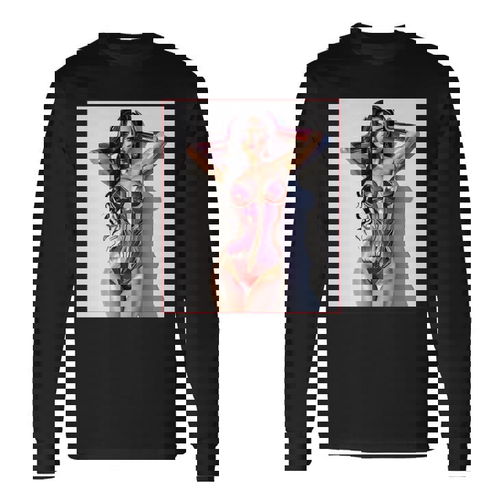 セクシーガールグラフィックtシャツ セクシー巨乳sfピンナップガール 長袖tシャツ 長袖Tシャツ