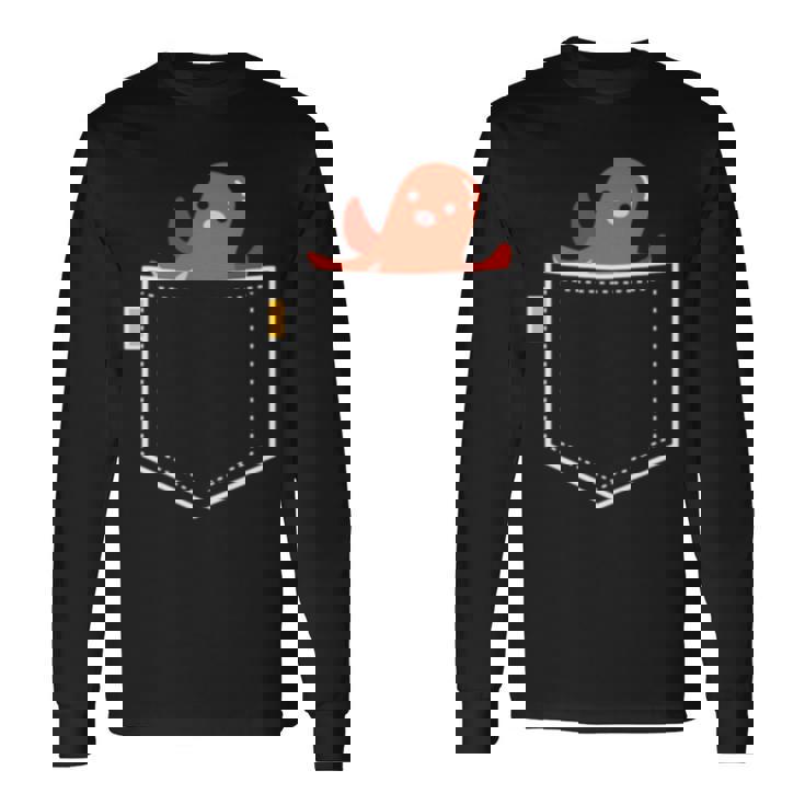 タコ ウインナー タコ 勝者 食べ物 イラスト ポケット デザイン かわいい 面白い 長袖tシャツ 長袖Tシャツ