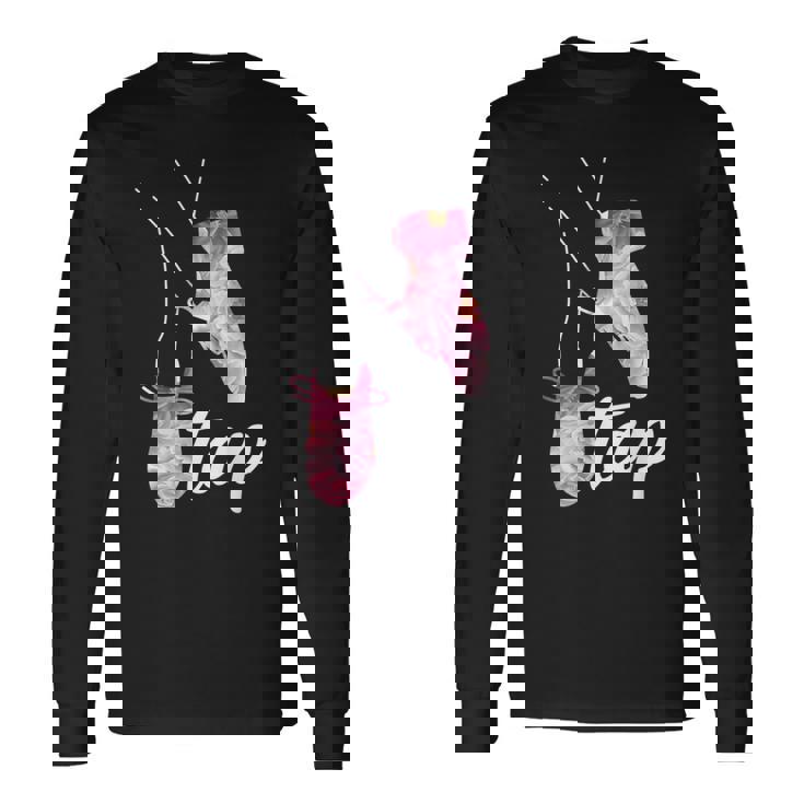 タップダンサー レトロフラワー タップダンサーデザイン タップダンス 長袖Tシャツ