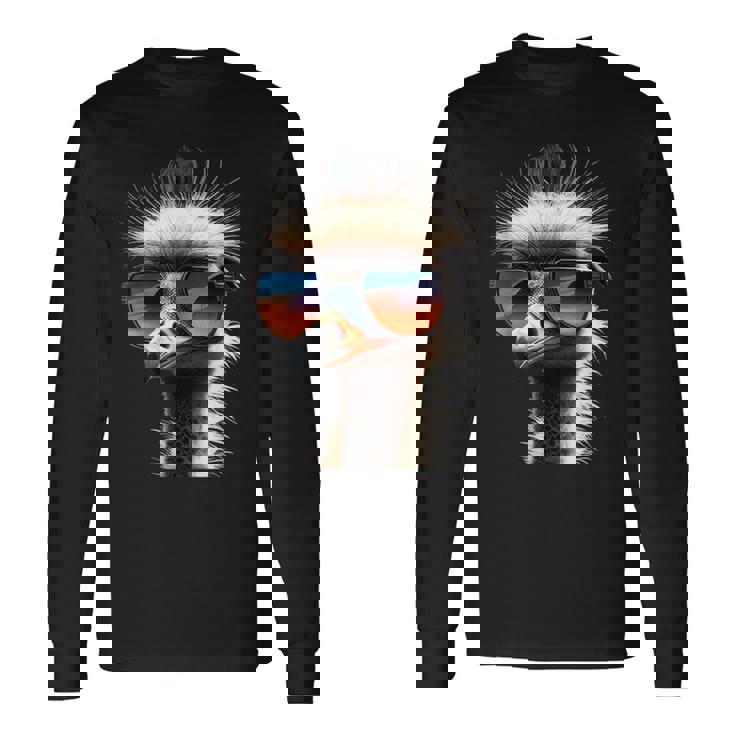 ダチョウ 鳥 エミュー ラタイト 私はダチョウが大好きです 疑惑のダチョウ 長袖Tシャツ