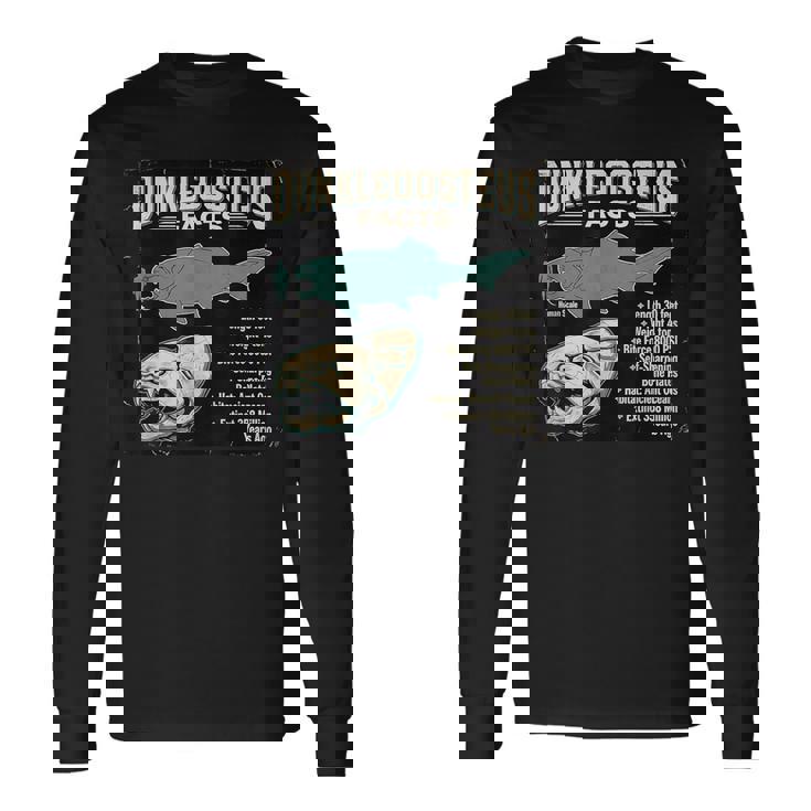 ダンクルオステウス Dunkleosteus Facts 古代魚 恐竜 海洋 生物 学習 図解 長袖Tシャツ ギフトのアイデア