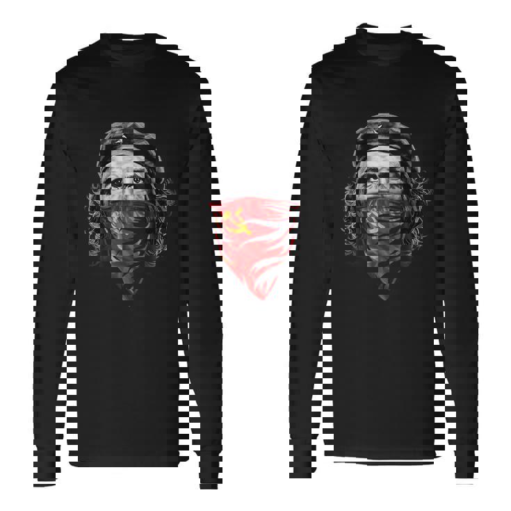 チェゲバラソビエトハンマーと鎌 レッドバンダナ 長袖Tシャツ