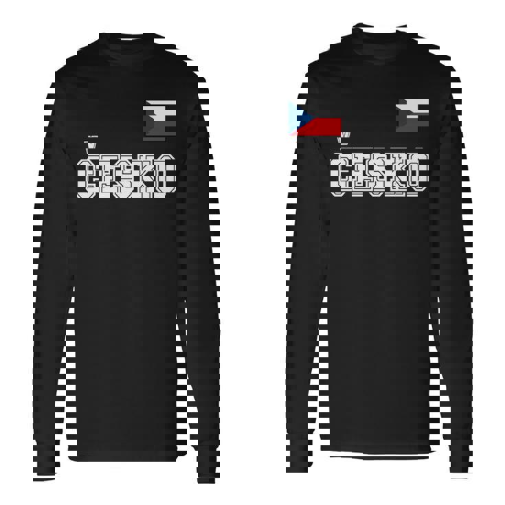チェコ共和国 胸に Cesko 旗国旗 長袖tシャツ 長袖Tシャツ