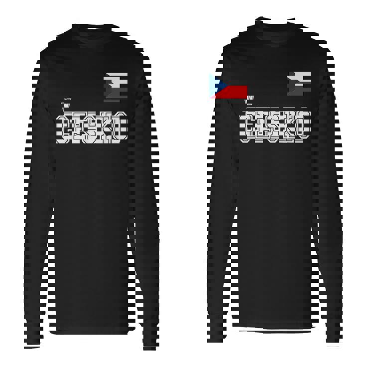 チェコ共和国 胸に Cesko 旗国旗 長袖Tシャツ
