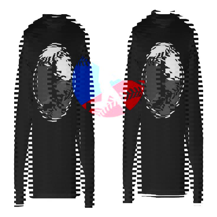 チェコ国旗 野球ヒッター チェコ国旗 長袖Tシャツ