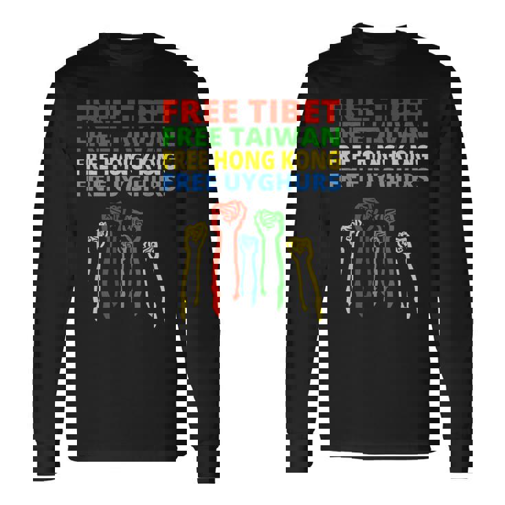チベットフリー 台湾 香港 ウイグル人保護 長袖Tシャツ