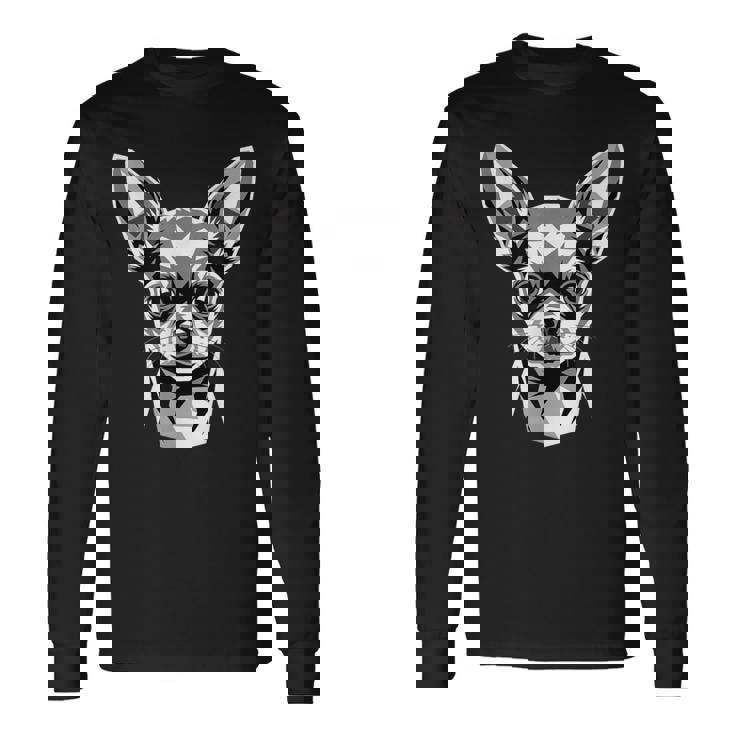 チワワ アート デザイン 犬 モチーフ かわいい チワワ 大好き 長袖Tシャツ