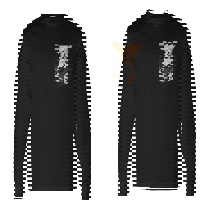 チワワ愛好家のためのあなたのポケットの中の面白いチワワ 長袖Tシャツ ギフトのアイデア
