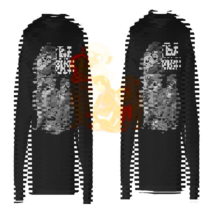 チームパンチ パンチくん 日本 赤ちゃん 猿 かわいい 長袖Tシャツ