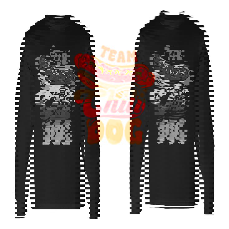 チーム・チリ・ドッグ 面白いチリコンカーン ホットドッグ好きのフードトラック 長袖Tシャツ