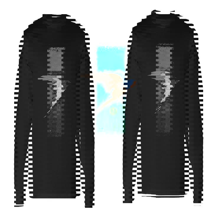 ツバメ鳥のグラフィック 長袖Tシャツ