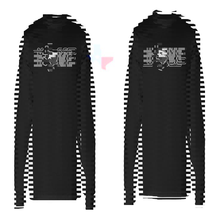 テキサスシャツ テキサスはホーム、ローンスター州の地図 長袖Tシャツ