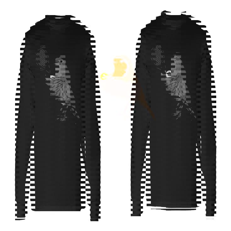 テニス ヨーロッパコマドリ 鳥 動物 図 バードウォッチング 贈り物 鳥類学者 生物学者 自然科学 長袖Tシャツ