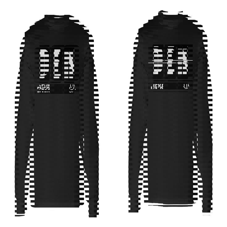 デンデンデンバー コロラドusa 旅行 お土産 白文字 長袖Tシャツ