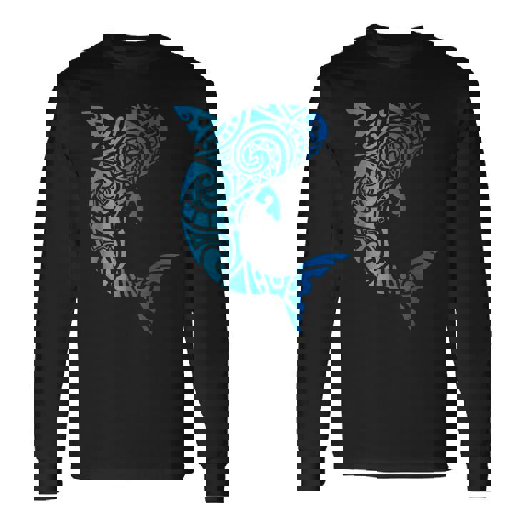 トライバルスタイル ハワイ マノ サメ 恋人 週間 ビーチギフト 長袖Tシャツ