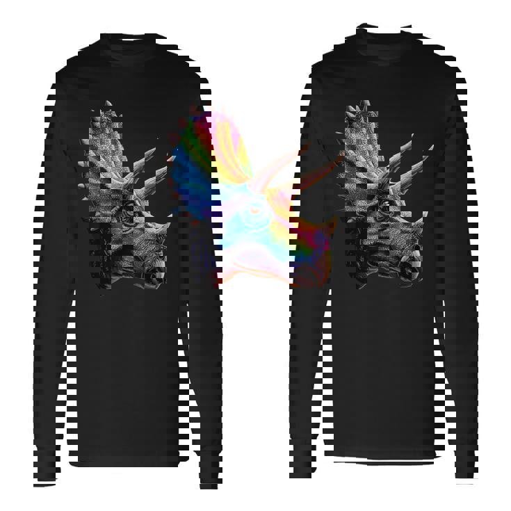 トリケラトプス 恐竜大好き かわいいトリケラトプス 長袖Tシャツ