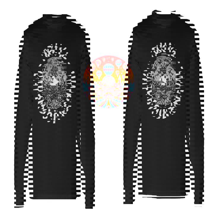 トルコ休暇、テュルキエカッパドキア熱気球フェスティバル 長袖Tシャツ