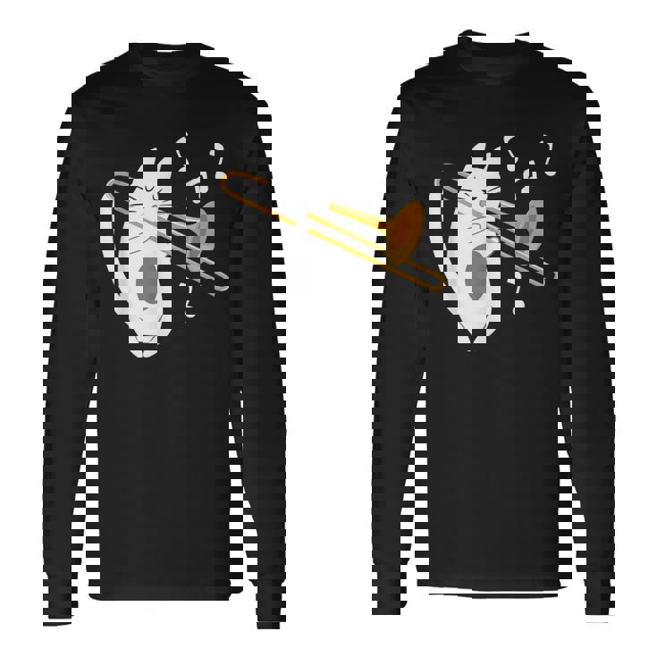 トロンボーン奏者 猫 トロンボーン奏者 音楽好き 長袖Tシャツ