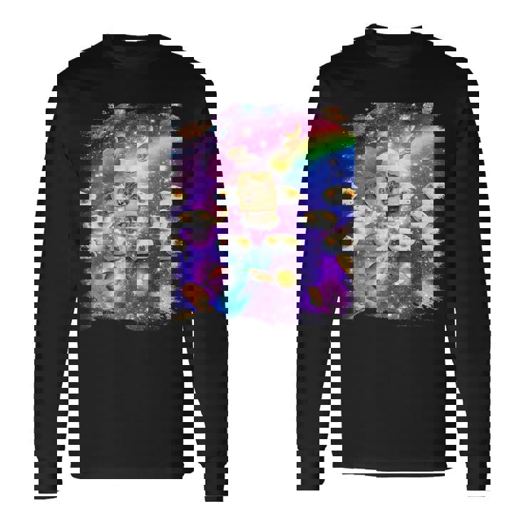 トーストスペース 猫 パンローフキャット レインボーギャラクシー 長袖Tシャツ