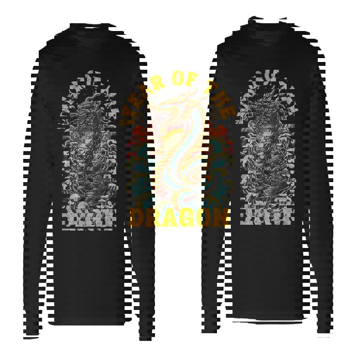 ドラゴンの年2024明けましておめでとうございます漢字 長袖Tシャツ