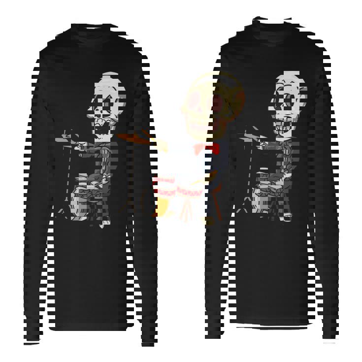 ドラミング スケルトン ドラム プレーヤー ドラマー パーカッション ドラム 長袖tシャツ 長袖Tシャツ