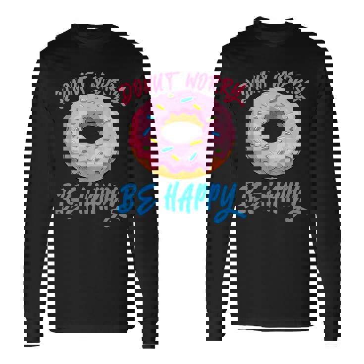 ドーナツ 悩み幸せになる 生地 デザート 幸福 スナック ドーナツ 長袖Tシャツ