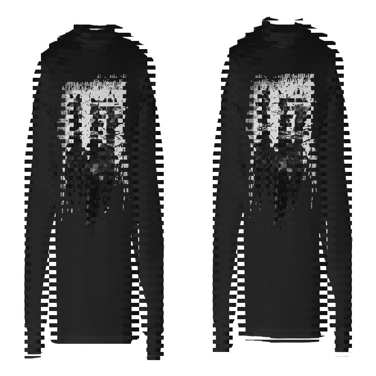 ドーベルマン・ピンシャー 黒と白の犬の恋人 長袖Tシャツ