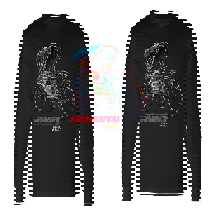 ネパール 自転車 リッチショウ お土産 ネパール カトマンズ 長袖Tシャツ
