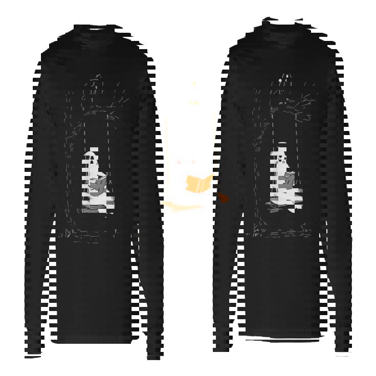 ハロウィン おばけ 読書 かわいい マジカル 本 恋人 本の虫 長袖Tシャツ