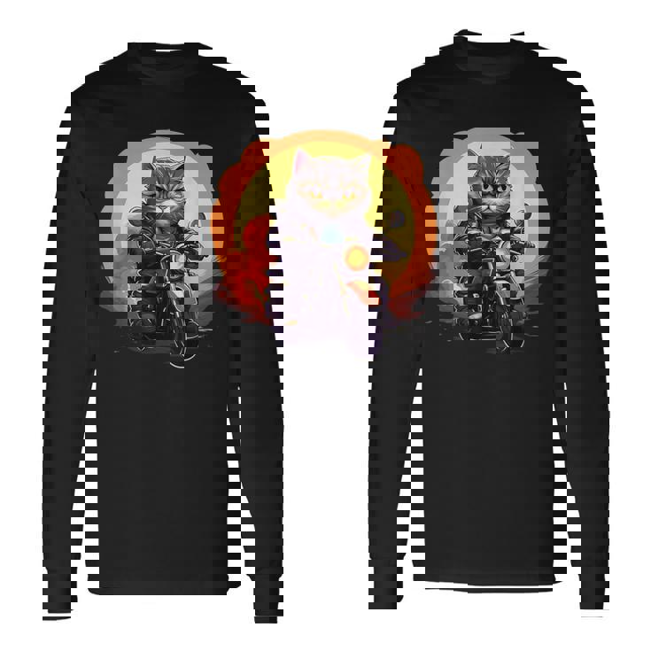 バイカー エキゾチック ショートヘア 猫 乗馬 オートバイ 長袖Tシャツ ギフトのアイデア