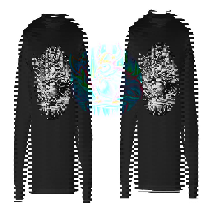 バイキング ペンギン ヘルメット 斧 ポーラーライト 長袖Tシャツ ギフトのアイデア