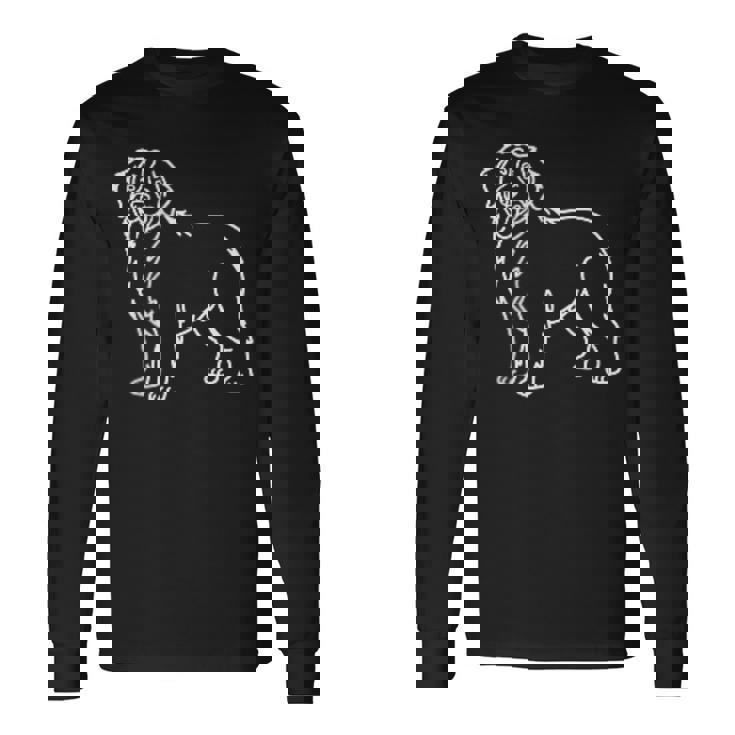 バーニーズマウンテンドッグ ミニマリストバッジ パッチラインアート 長袖Tシャツ