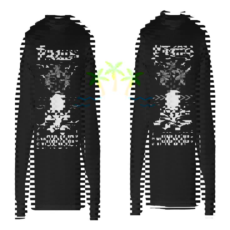 パイレーツ、カリビアン、ヨー・ホー・ヨー・ホ、スカル、テーマパーク、ライド 長袖Tシャツ