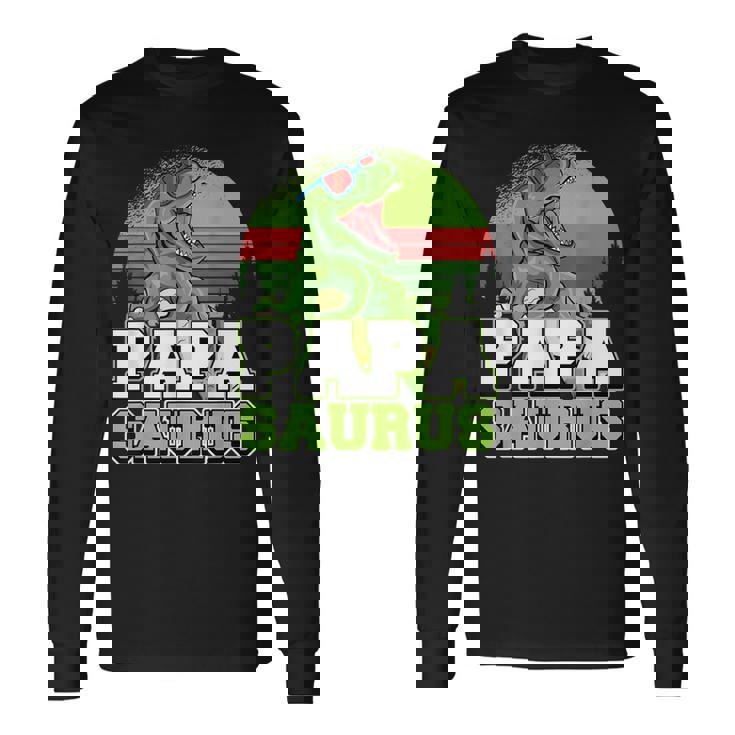 メンズ パパサウルス 恐竜 パパザウルス 父 誕生 誕生日 長袖Tシャツ
