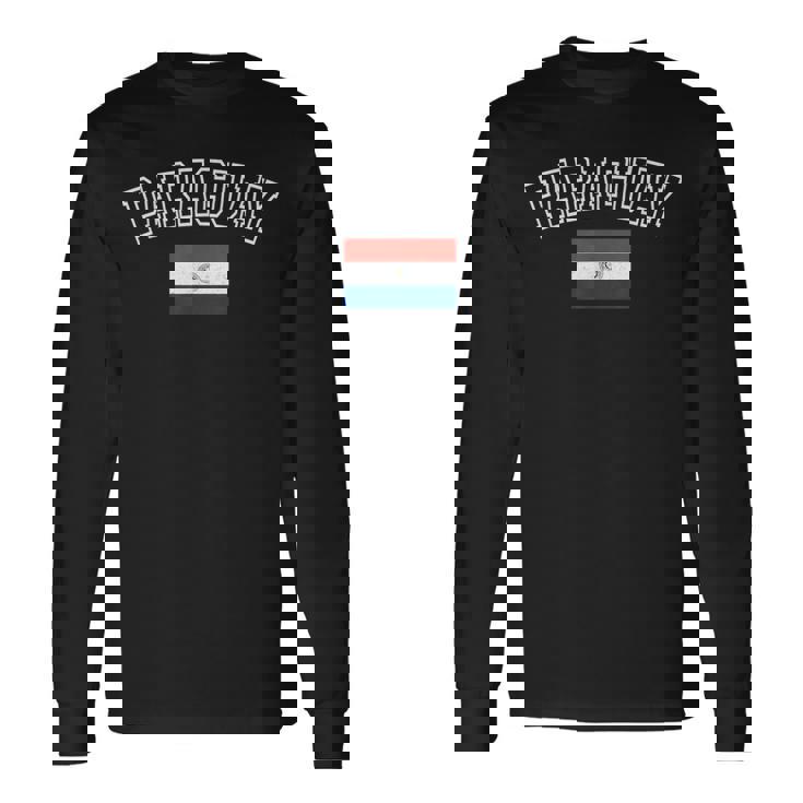 パラグアイ国旗 ヴィンテージ アンティーク調 レトロ ヘリテージデザイン 長袖Tシャツ