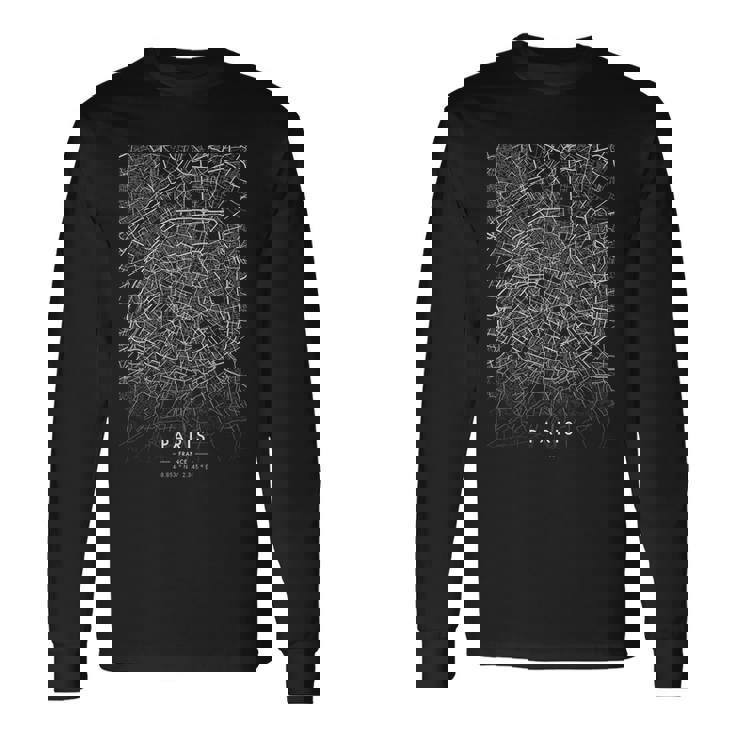 パリ フランス 面白い 街 コーディネート スカイライン 街 地図 長袖Tシャツ