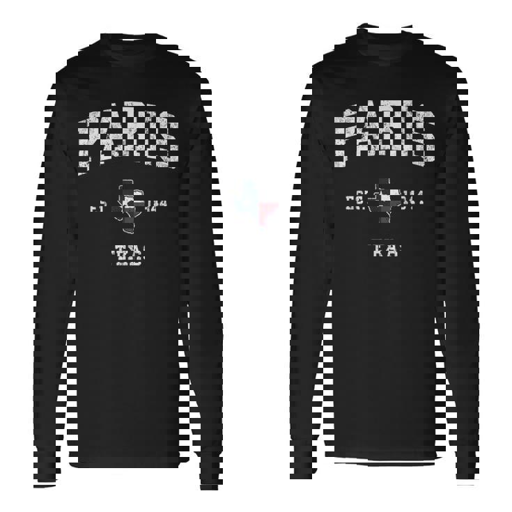 パリテキサスtx ビンテージ州旗スポーツデザイン 長袖Tシャツ
