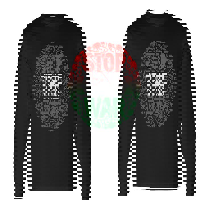 パレスチナ国旗 アラビア語タイポグラフィ パレスチナ国旗 長袖tシャツ 長袖Tシャツ ギフトのアイデア