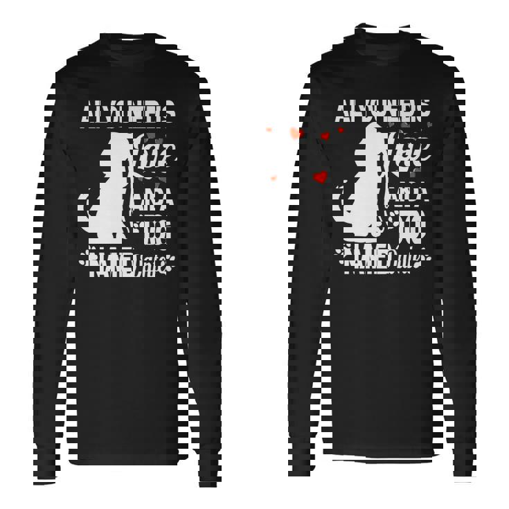 パーソナライズドドッグネームダンテかわいい犬ペット愛好家 長袖tシャツ 長袖Tシャツ