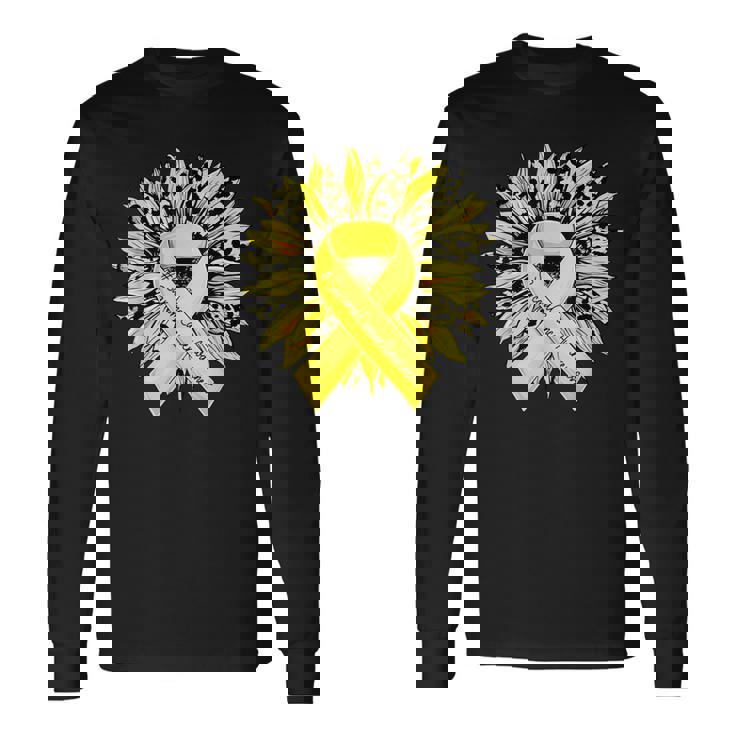 ヒョウ ヒマワリ イエローリボン 肉腫 がん啓発 長袖Tシャツ